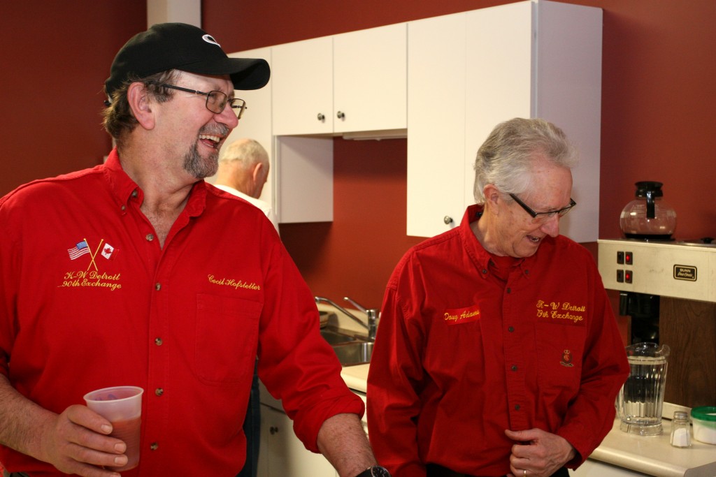 In the kitchen Cec Hofstetter and Doug Adams with Dan Glendinning in the back.