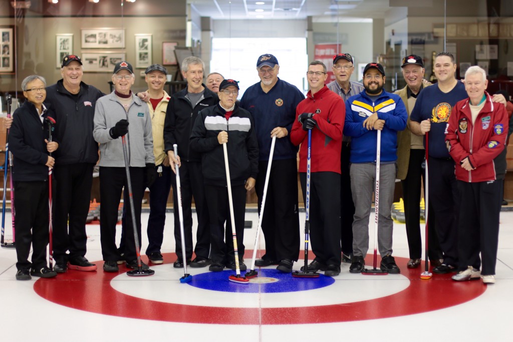 Here we have a few of the non-curlers along for the picture: Dave Wong, Marty Verhoeven, Peter Harthill, Chris Zahorec, John MacDonald, Jim Renaud, Norm Green, Leroy Bliven, Jim Morris, Ron Shane, Josh Lopez, Don Fanstone, Bill Morris and Dave Cain